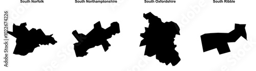 South Norfolk, South Northamptonshire, South Oxfordshire, South Ribble outline maps