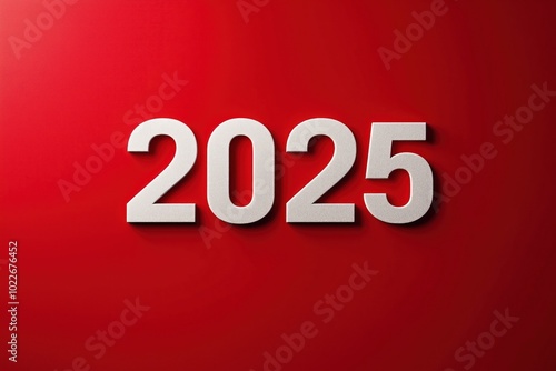 Bold 2025 Numbers on Vibrant Red Background Scene