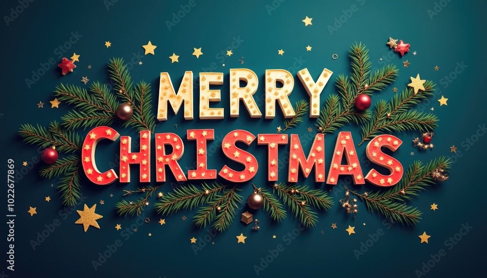 Christmas gift card poster with text Merry Christmas. Christmas gift card poster with text Merry Christmas.