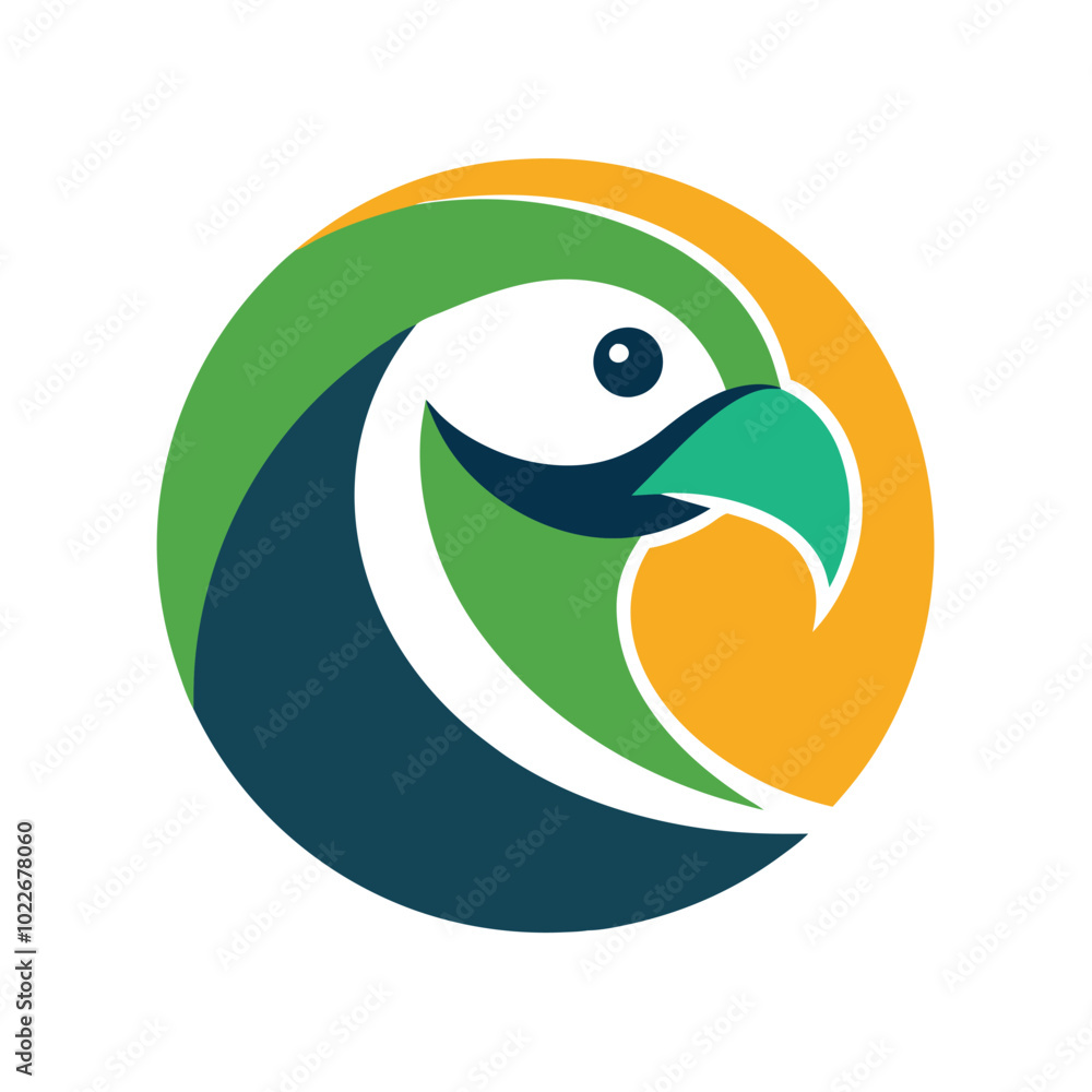 An abstract parrot bird round logo vector illustration An abstract parrot bird round logo vector illustration
