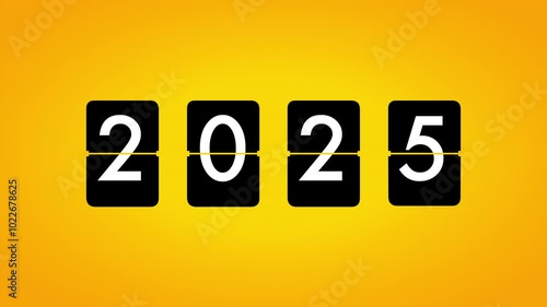 Mechanical flip clock switches from year 2020 to 2030