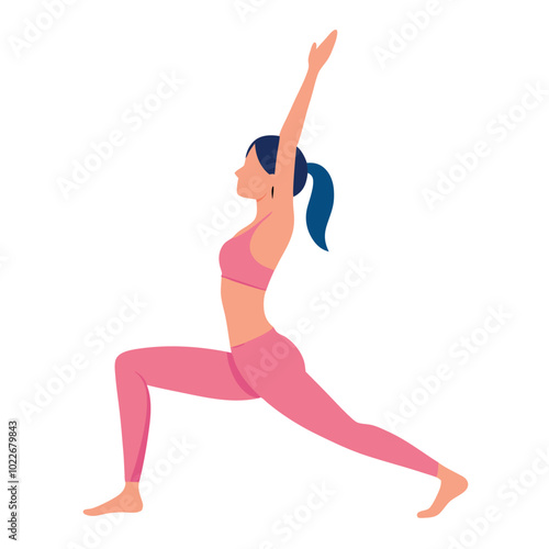 Crescent Lunge pose, the girl is engaged in yoga