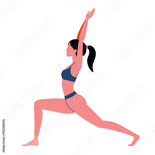 Crescent Lunge pose, the girl is engaged in yoga