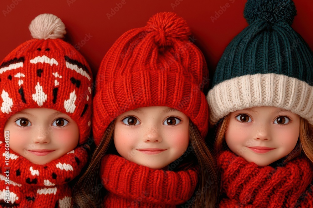 Christmas 2025, children s joyful faces lighting up with happiness, festive morning, flat design illustration Christmas 2025, children s joyful faces lighting up with happiness, festive morning, flat design illustration