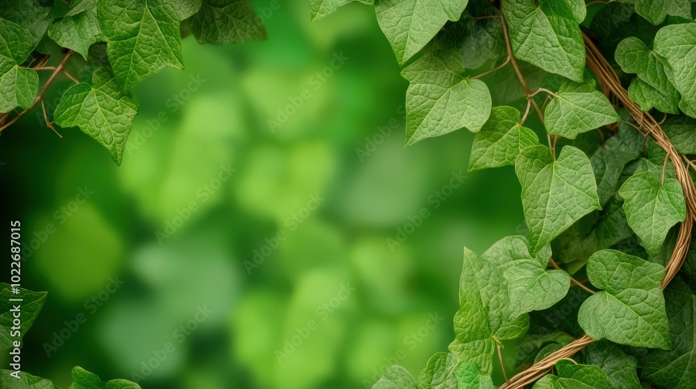 A vibrant arrangement of green leaves framing a soft-focus background, evoking a sense of tranquility and natural beauty. A vibrant arrangement of green leaves framing a soft-focus background, evoking a sense of tranquility and natural beauty.