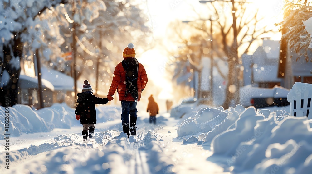 Retro winter scene with children building a snowman in a small vintage town, soft snowfall under a pale sunset, classic 1950s feel Retro winter scene with children building a snowman in a small vintage town, soft snowfall under a pale sunset, classic 1950s feel