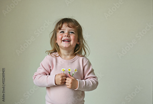 Little girl in a studio shot. Created with AI. High quality upscale and postproduction.