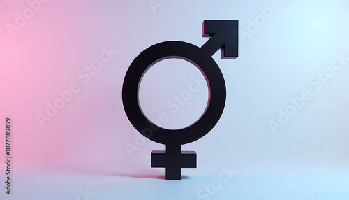 Black male and female gender symbol on a gradient background representing gender equality and identity