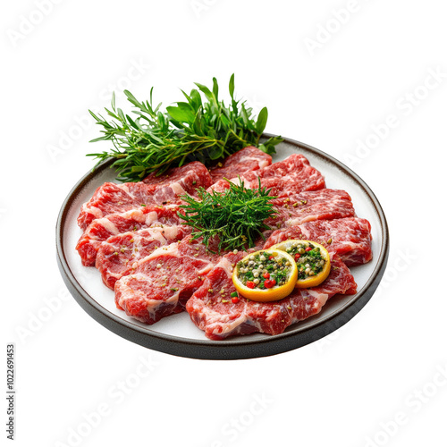 Raw Beef Slices with Herbs and Citrus