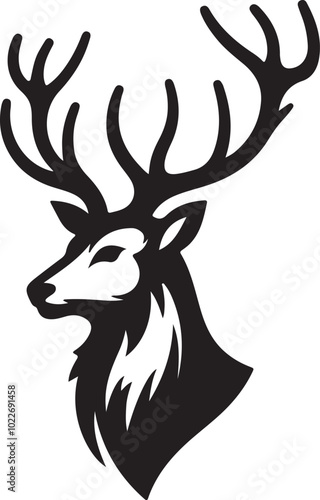 Stylish Deer Silhouette Logo Design – Black Vector Animal on White Background for Branding & Outdoors