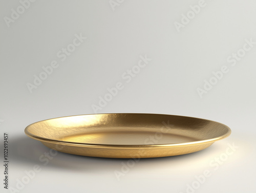 A golden plate, side view, isolated