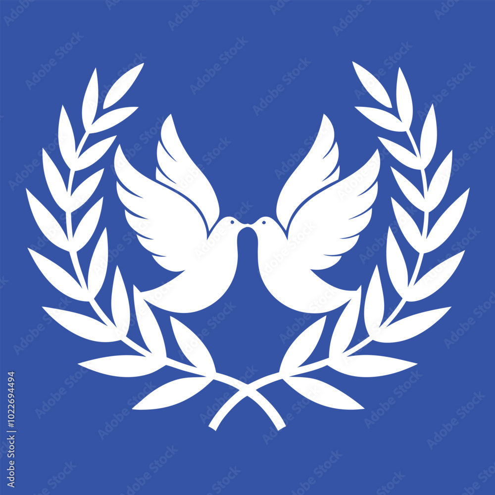 Logo silhouette of white doves joined by a laurel vector Logo silhouette of white doves joined by a laurel vector