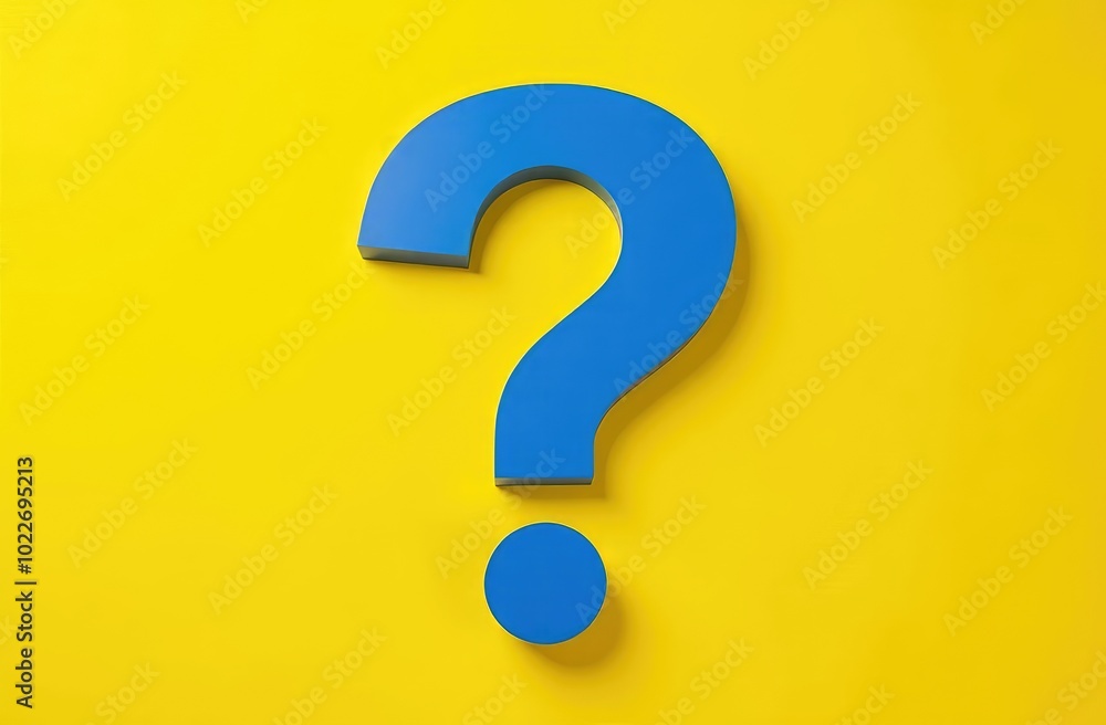 a blue question mark on a yellow background. Problem solving concept a blue question mark on a yellow background. Problem solving concept