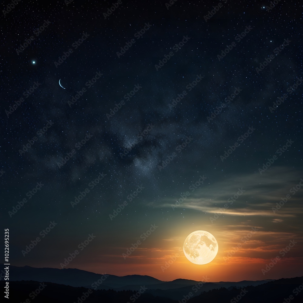 Moonlit Night Sky with Stars Moonlit Night Sky with Stars
