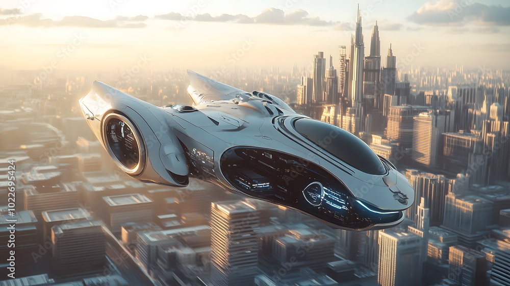 Futuristic Flying Vehicle Overhead View Futuristic Flying Vehicle Overhead View