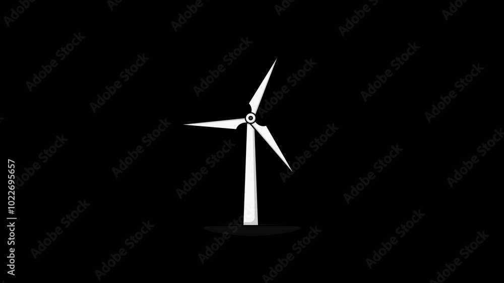 Animated Turbine. Wind Energy Concept Video - Transparent Animated Turbine. Wind Energy Concept Video - Transparent