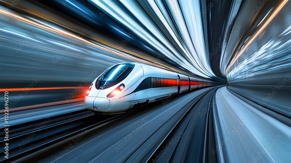 Fototapeta premium Modern High-Speed Electric Train in Motion
