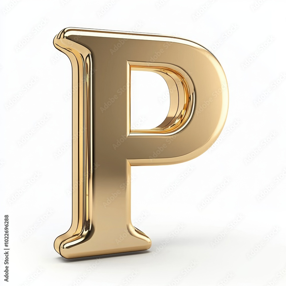 A Magnificent Golden Letter P Standing Boldly Against a Soft White Background, Illustrating Elegance and Distinction with Its Lustrous Finish. A Magnificent Golden Letter P Standing Boldly Against a Soft White Background, Illustrating Elegance and Distinction with Its Lustrous Finish.
