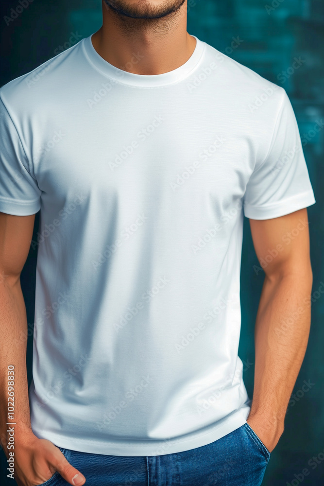 a man wearing white t-shirt,plain background generated by AI a man wearing white t-shirt,plain background generated by AI