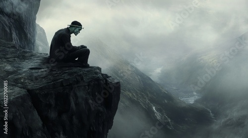 Minimalist Background for Halloween: Frankenstein, Ghosts, and Cute Spooky Characters in Vector Design
