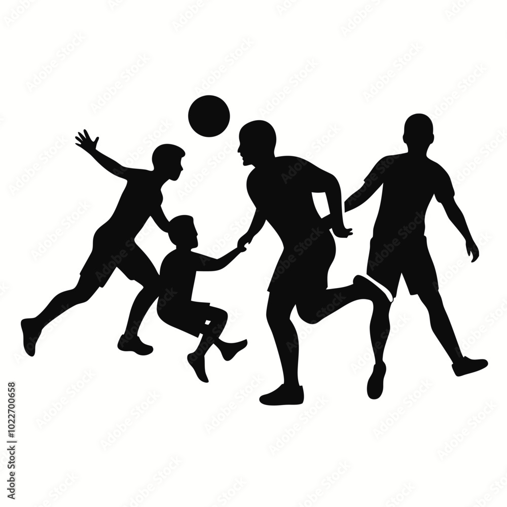 Man silhouette football playing vector illustration Man silhouette football playing vector illustration