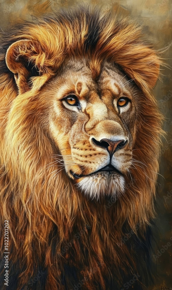 Close-up portrait of a majestic lion.