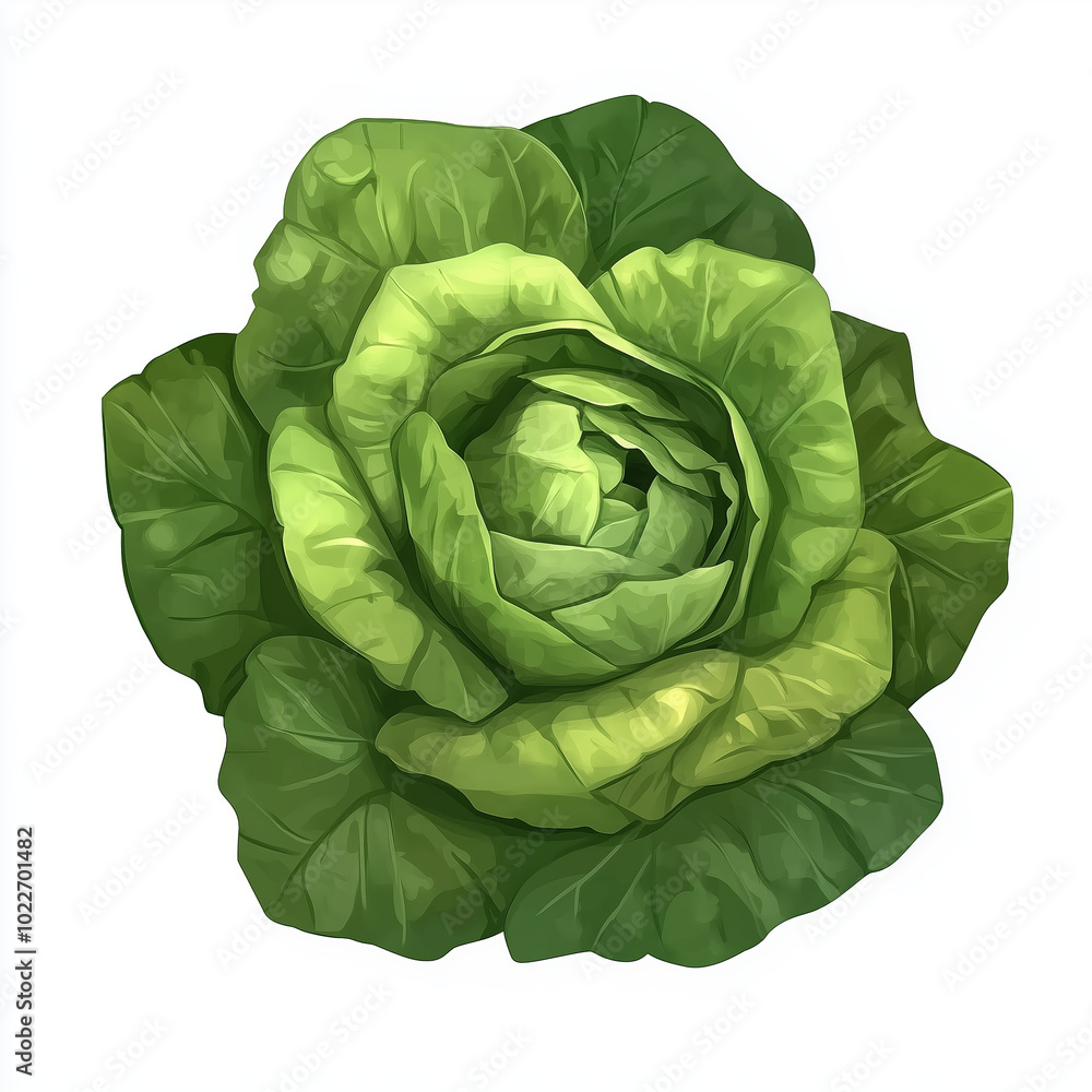 Obraz premium A vibrant green cabbage head with tightly packed leaves.