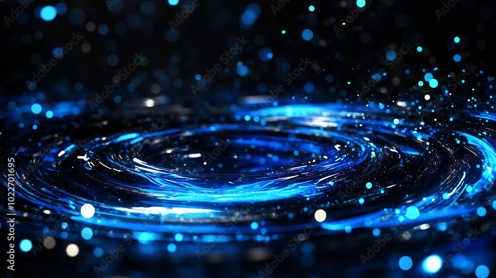 Abstract blue ripple with bokeh lights, a cosmic swirl. Abstract blue ripple with bokeh lights, a cosmic swirl.