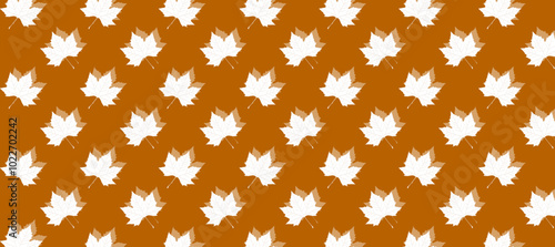 Orange seamless pattern with autumn leaves