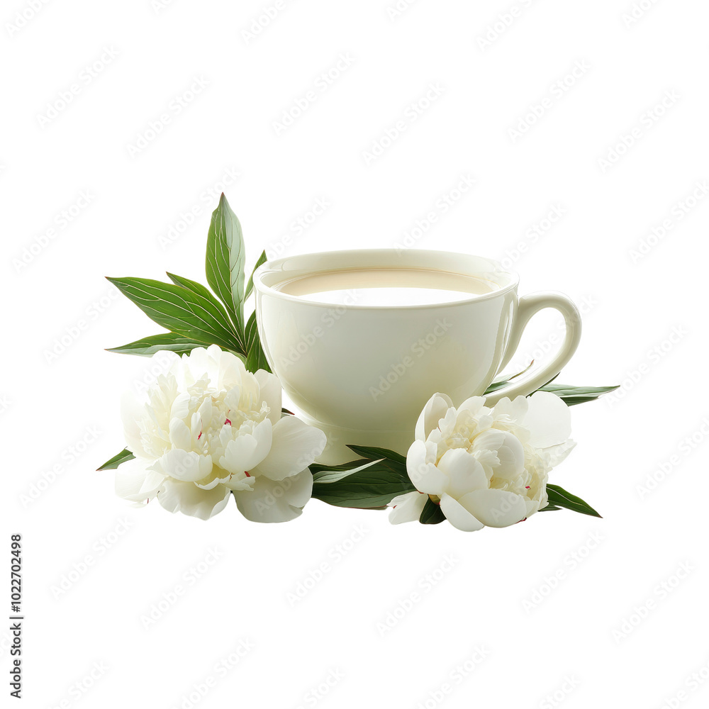 Cup of Tea with White Peonies Cup of Tea with White Peonies