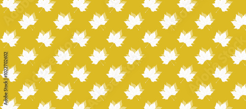 Yellow seamless pattern with autumn leaves