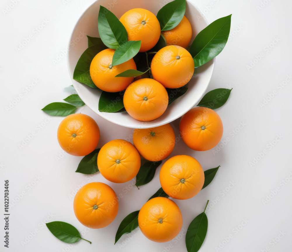 Ripe orange fruits with leaves Ripe orange fruits with leaves