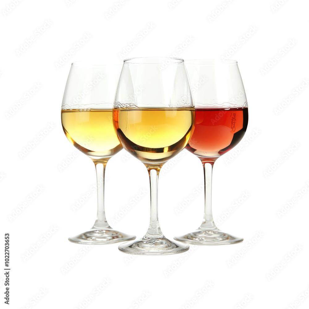 Three Glasses of Wine on a White Background Three Glasses of Wine on a White Background