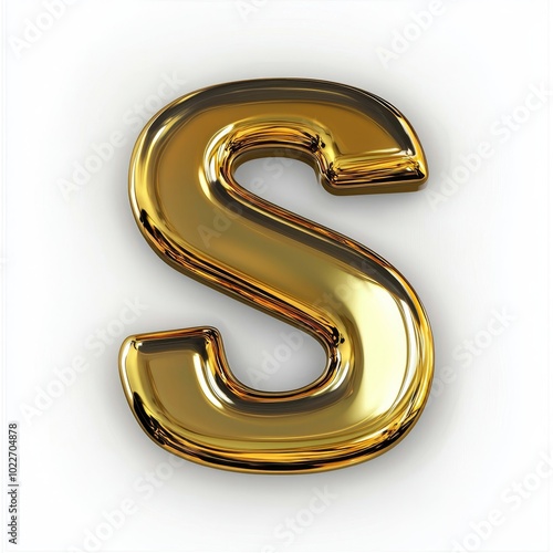 A Stunning 3D Representation of the Letter S with a Shiny Golden Finish and Elegant Curves Captivating Any Viewer Instantly.