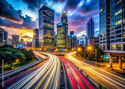 Captivating Long Exposure Night Scene Capturing the Drama of Urban Life