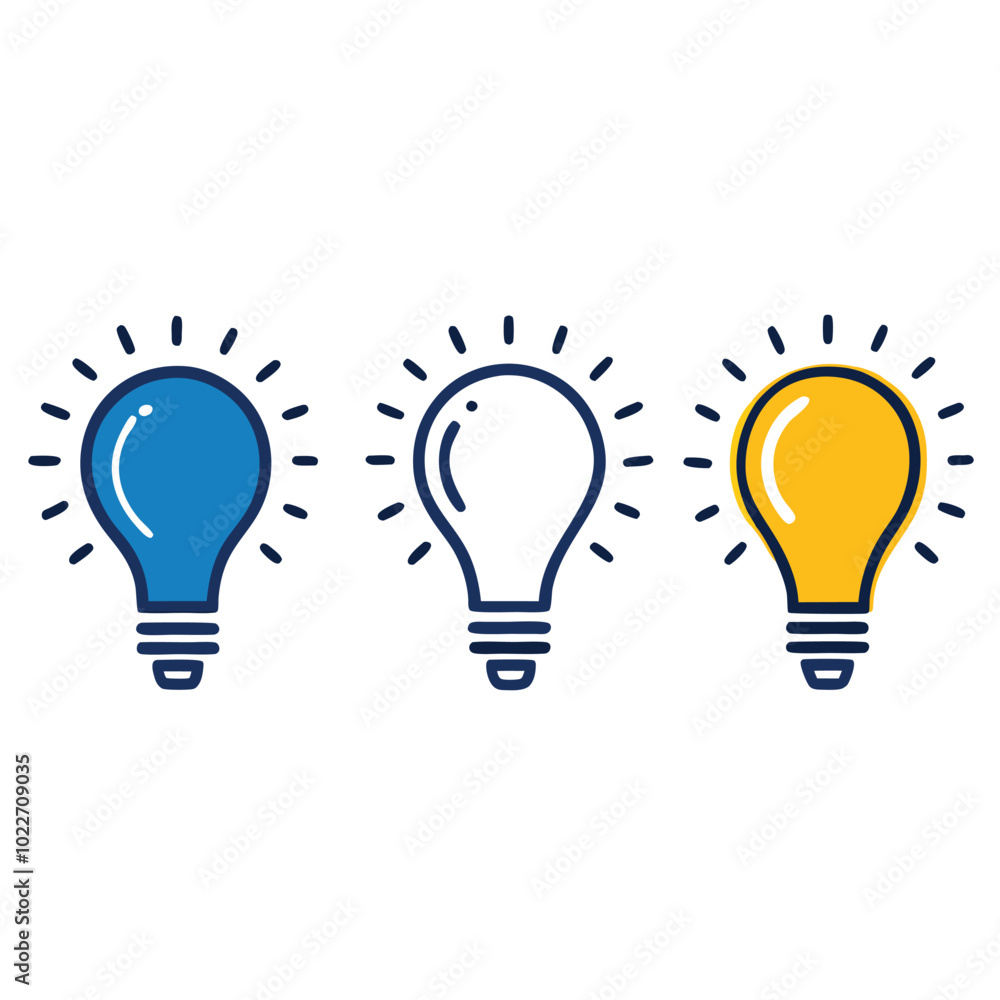 Set of three light bulb represent effective business idea concept Set of three light bulb represent effective business idea concept