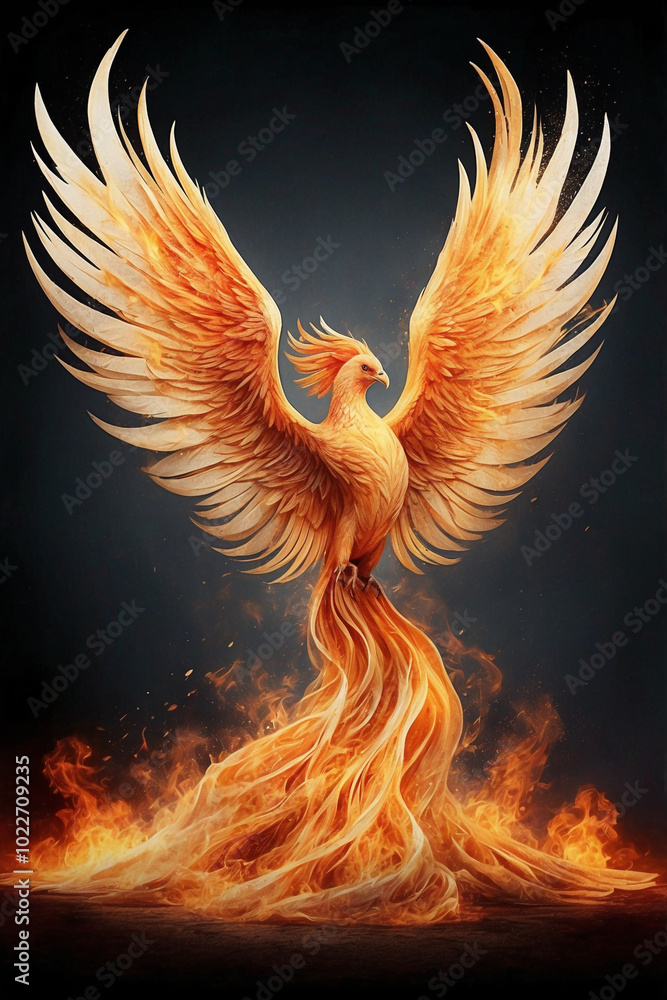 Fototapeta premium Create a phoenix being reborn from the ashes.