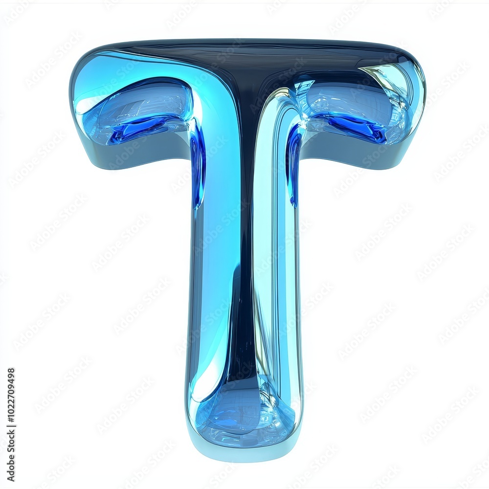 A Stunning Display of Modern Art: The Elegant Blue Letter T Captivatingly Encased in Glass Reflecting Light and Bold Forms A Stunning Display of Modern Art: The Elegant Blue Letter T Captivatingly Encased in Glass Reflecting Light and Bold Forms