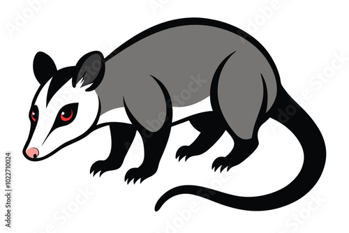 Solid color Opossum animal vector design