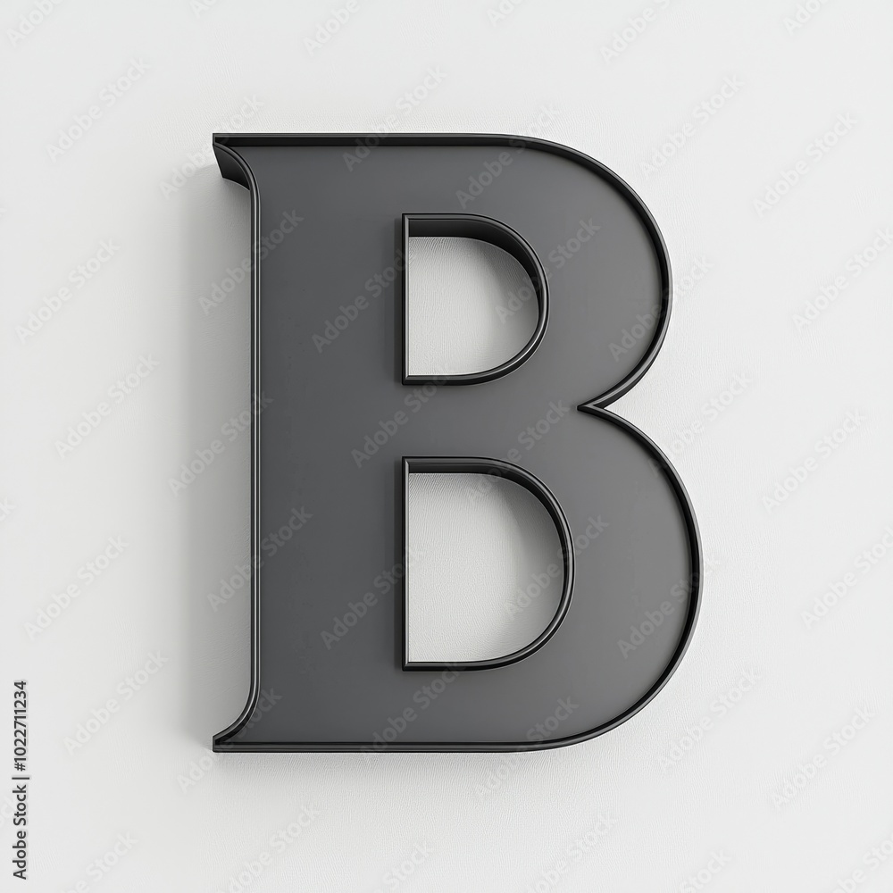 A Striking Black Letter 'B' Against a Subtle Textured Background Captures Attention and Enhances Any Space Elegantly. A Striking Black Letter 'B' Against a Subtle Textured Background Captures Attention and Enhances Any Space Elegantly.