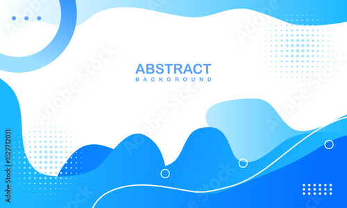 Blue abstract background with gradient colors. Fluid shape composition. Simple background