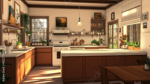 Beautiful Kitchen Interior Design - Elegant Modern Style with Sleek Cabinets, Countertops, Appliances, and a Cozy Atmosphere in a Stylish Space