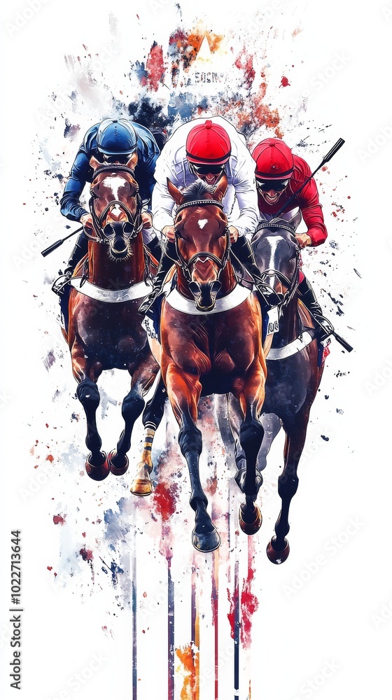 Fototapeta premium Minimalist Background of Geelong Cup Race: Fast-Paced Holiday Vibes with Orange Sky and Waves Pounding the Shores of Australia