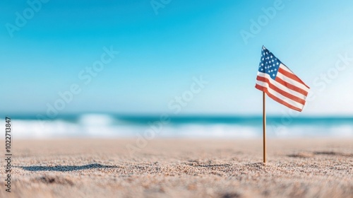 Flag Symbolizing Freedom and Independence on the Beach