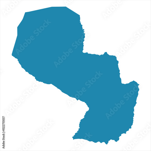 Abstract - High Detailed blue Map of Paraguay isolated on white background. for your web site design map logo, app, Travel. Vector illustration eps10.