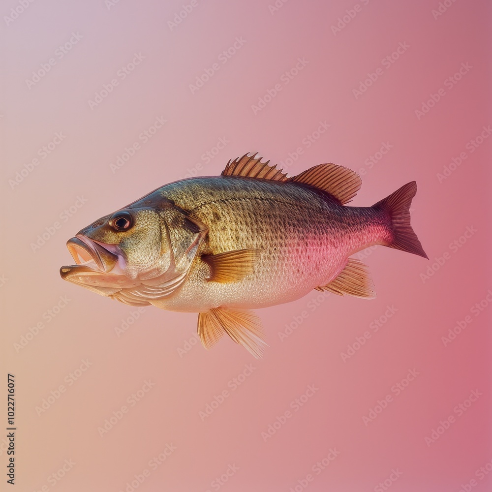 Artistic portrait of a bass fish in a professional studio photoshoot with a gradient background Artistic portrait of a bass fish in a professional studio photoshoot with a gradient background