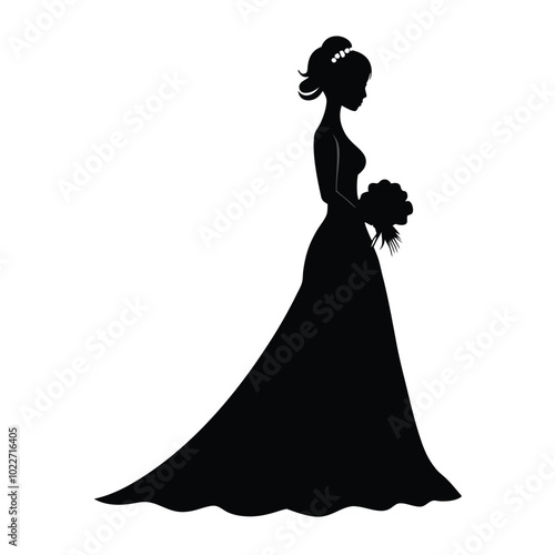 Vector isolated silhouette bride wedding