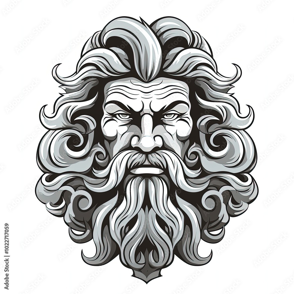 Vibrant Greek Gods Mask in Ignorant Style Without Shadows for Modern Art Vibrant Greek Gods Mask in Ignorant Style Without Shadows for Modern Art