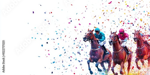 Minimalist Background of Geelong Cup Race: Fast-Paced Holiday Vibes with Orange Sky and Waves Pounding the Shores of Australia






