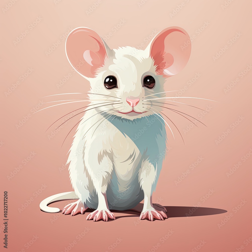 Adorable Cartoon Mouse in Light Palette Vector Illustration Adorable Cartoon Mouse in Light Palette Vector Illustration